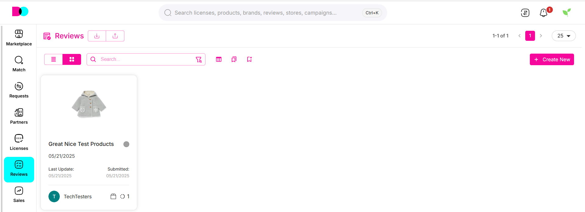 Templates and update action for reviews.