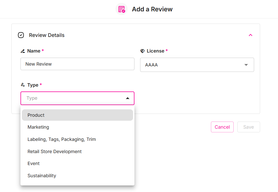 Templates and update action for reviews.