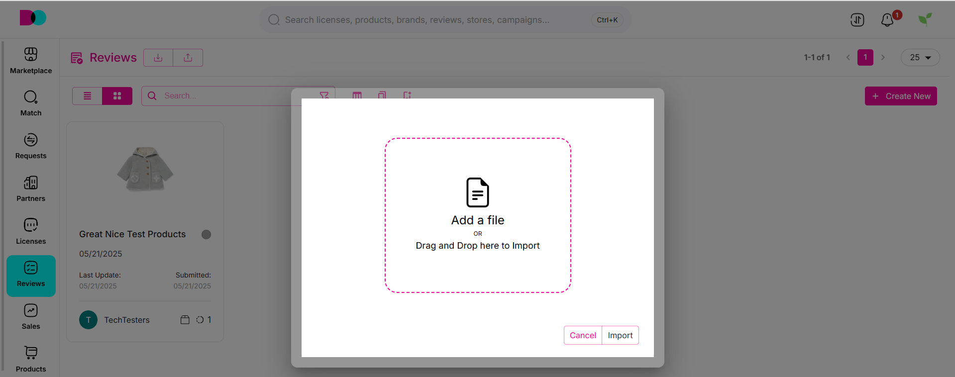 Templates and update action for reviews.